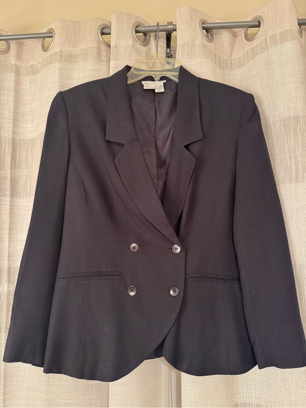 Vintage 100% Silk Double-breasted Black Blazer